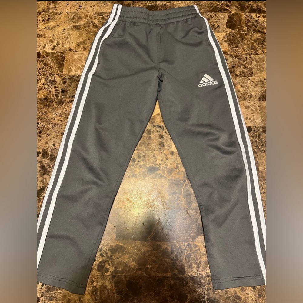 adidas Gray Kids Sweatpants with White Stripes